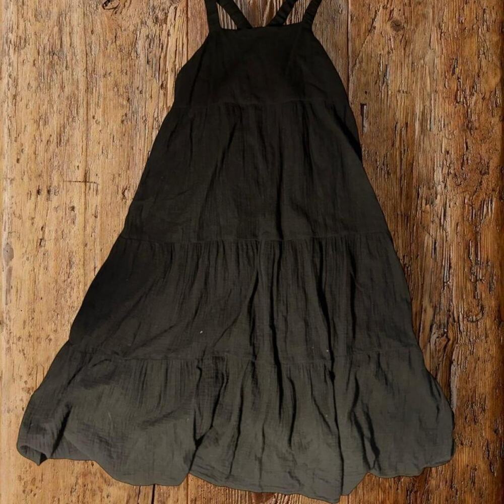 Black tiered maxi dress with